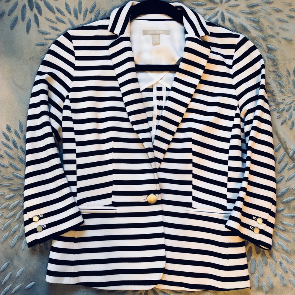 Banana Republic Striped Knit Blazer - Size 2P